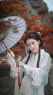 wanita, hanfu, si rambut coklat, Asia, Wallpaper HD HD wallpaper