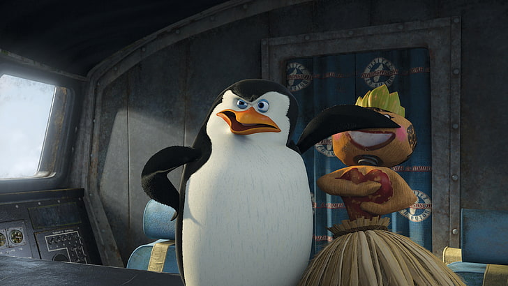 Penguins of Madagascar movie still, cartoon, doll, Madagascar, penguin, HD wallpaper