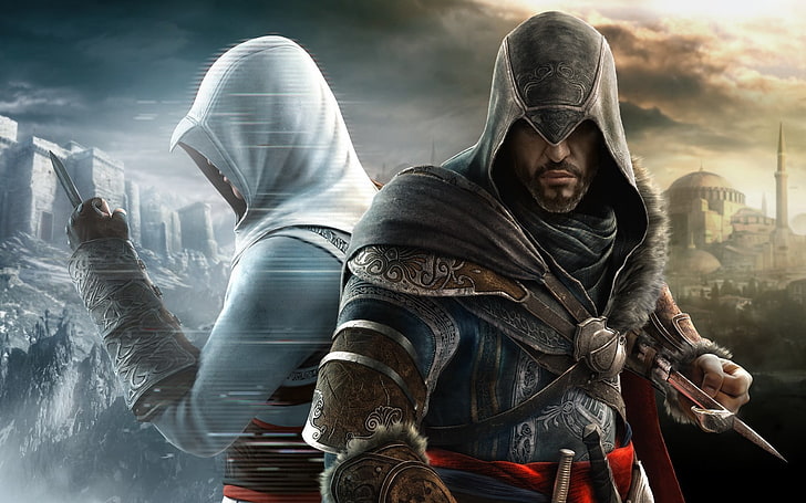 어 ass 신 크리드 벽지, Assassin 's Creed : Revelations, Ezio Auditore da Firenze, Altaïr Ibn-La'Ahad, Assassin 's Creed, HD 배경 화면