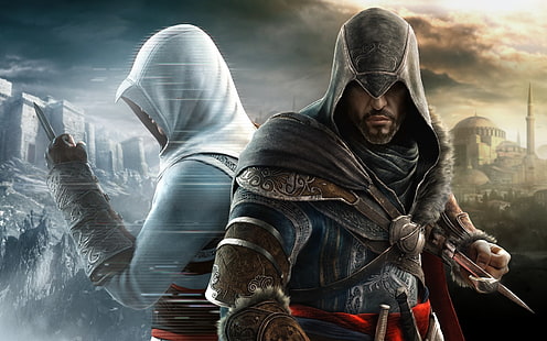 Assassins Creed Wallpaper, Assassins Creed: Offenbarungen, Ezio Auditore da Firenze, Altaïr Ibn-La'Ahad, Assassins Creed, HD-Hintergrundbild HD wallpaper