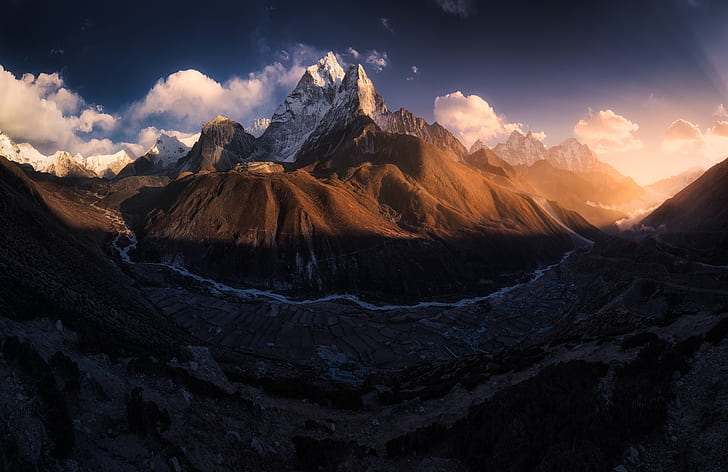 Tibet, dark, mountains, landscape, nature, HD wallpaper