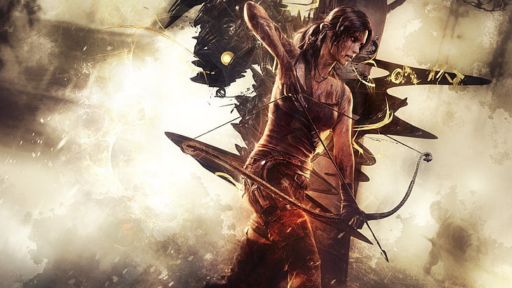Tomb Raider, стрелец, лъкове за коса, ловец, HD тапет
