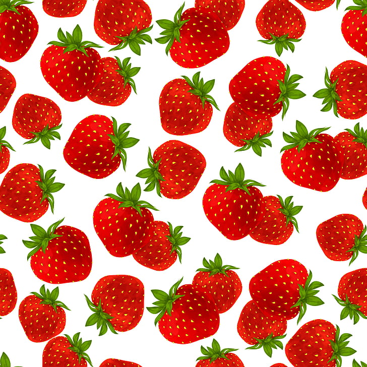 white, berries, background, strawberry, red, HD wallpaper