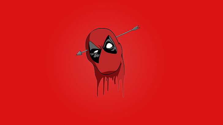red, blood, Deadpool, mask, head, Wade Wilson, arrow, Marvel comics, HD wallpaper