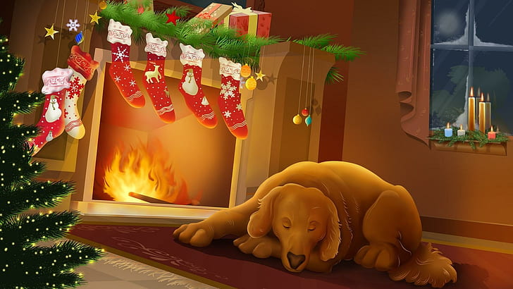 Menunggu Natal, liburan bahagia, adegan Natal, kartu natal, natal, 3d dan abstrak, Wallpaper HD