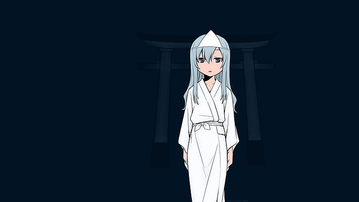 Sankarea, Furuya Mero, torii, дълга коса, синя коса, педал Yowamushi, HD тапет