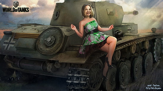 Fondo de pantalla de World of Tanks, niña, tanque, tanques, WoT, Anastasia, World of Tanks, Wargaming.Net, BigWorld, Nikita Bolyakov, Fondo de pantalla HD HD wallpaper