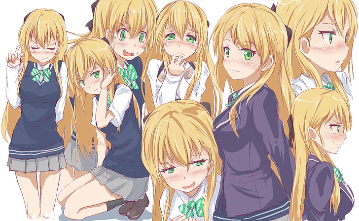 Anime, Gamers !, Blond, Grüne Augen, Karen Tendou, Schuluniform, HD-Hintergrundbild