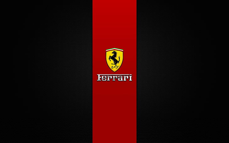 Ferrari marka logosu, arka plan, kırmızı, siyah, tasarım, HD masaüstü duvar kağıdı