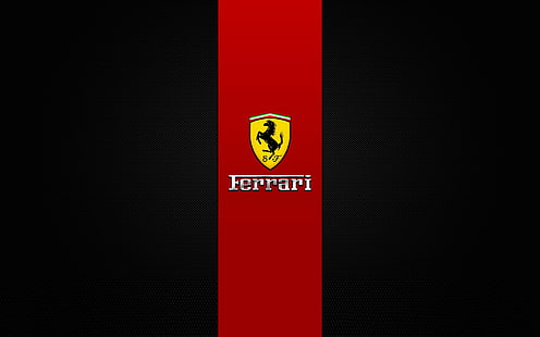 Logotipo da marca Ferrari, fundo, vermelho, preto, design, HD papel de parede HD wallpaper
