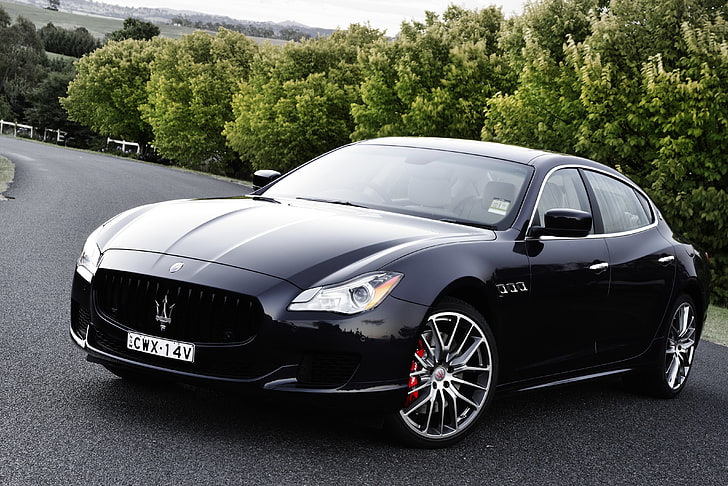 black Maserati sedan, maserati, quattroporte, gts, side view, black, HD wallpaper