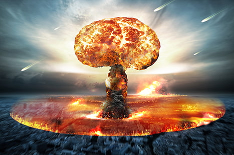 nuvem de cogumelo, explosão, energia, destruição, ataque nuclear, bomba nuclear, HD papel de parede HD wallpaper