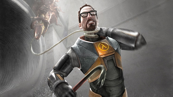 sfondo grigio personaggio corazzato, Half-Life, Half-Life 2, videogiochi, Sfondo HD