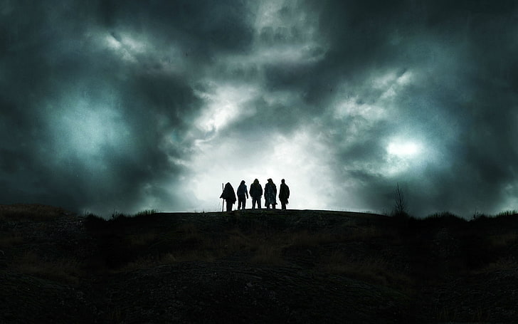 silhouette of five person, Black Metal, Folk Metal, Viking Metal, Pagan Metal, Moonsorrow, HD wallpaper