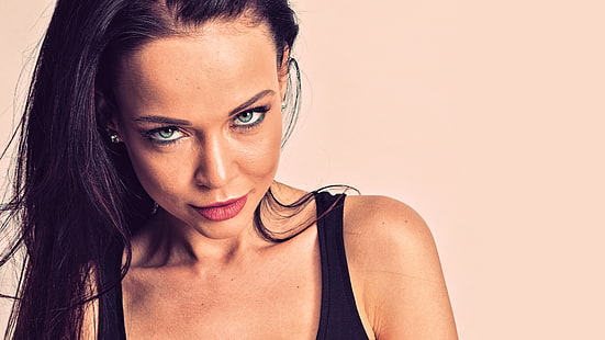Angelina Petrova, Frauen, Model, Gesicht, Portrait, Brünette, schwarze Haare, HD-Hintergrundbild HD wallpaper