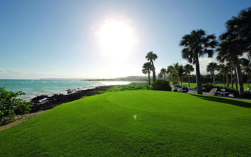 Golfbana Turf-Nature Landskap tapet, grön gräsmatta, HD tapet HD wallpaper