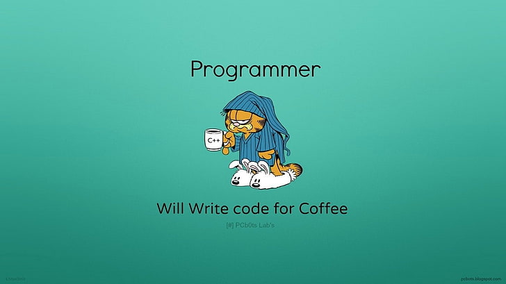 Лого на програмист, Технология, Програмиране, Кодер, Гарфийлд, Хумор, HD тапет