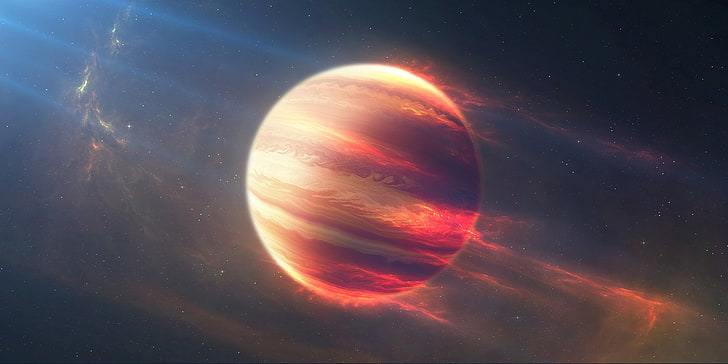 runde rote und braune Planetenvektorkunst, Planet, Raum, Jupiter, Sterne, digitale Kunst, HD-Hintergrundbild