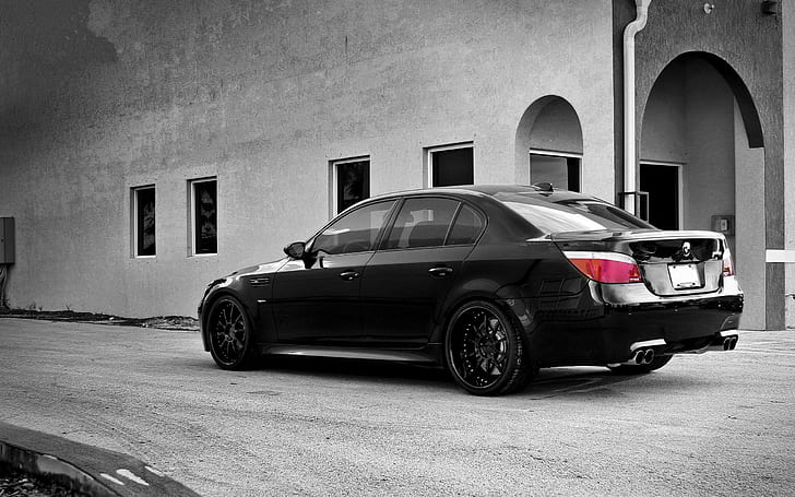 BMW 5 Series E60, black sedan, cars, 2560x1600, 5 series, HD wallpaper