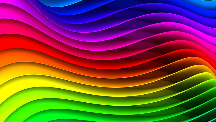 Die abstrakte gestreifte Wellenform, die Farben des Regenbogens, die blaue, rote und grüne Tapete, die abstrakte, gestreifte, Wellenform, die Farben, der Regenbogen, HD-Hintergrundbild