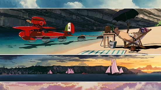 Studio Ghibli, anime, Kurenai no Buta, Porco Rosso, HD masaüstü duvar kağıdı HD wallpaper