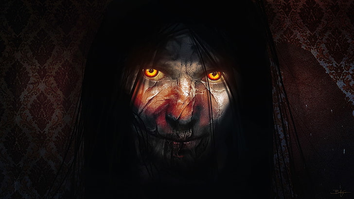 horror, woman, macabre, dark, shining eyes, Fantasy, HD wallpaper