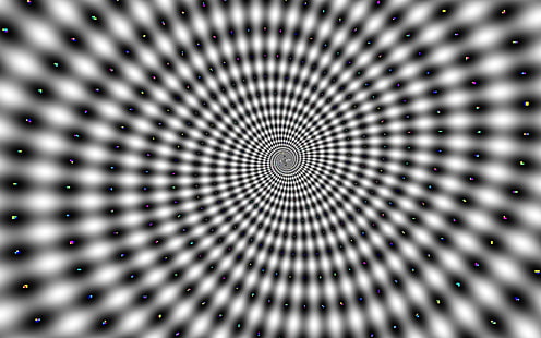 tappeto bianco e nero, psichedelico, illusione ottica, spirale, Sfondo HD HD wallpaper
