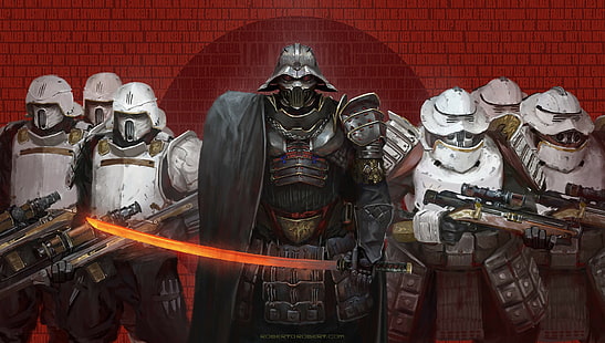 Star Wars Darth Vader and Storm Troopers ورق جدران ، خيال علمي ، ساموراي ، حرب النجوم ، دارث فيدر، خلفية HD HD wallpaper
