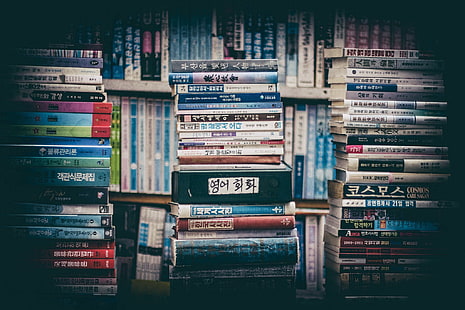 lotto di libri assortiti, libri, letteratura, carta, coreano, Sfondo HD HD wallpaper