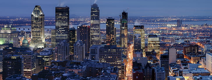 czarno-szary Budynek, montréal, montreal, montreal, montréal, montreal, montreal, Montreal, poranek, wczesny poranek, czarno-szary, budynek, panorama, miasto, zmierzch, noc, architektura, miejski Skyline, pejzaż miejski, wieżowiec, scena miejska, słynny Miejsce, dzielnica śródmieście, Stany Zjednoczone, budynek biurowy, oświetlony, budynek zewnętrzny, Nowy Jork, zbudowany Konstrukcja, Tapety HD