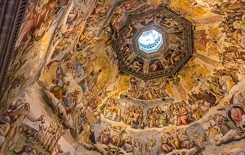 Itália, Florença, mural, cúpula, pintura, Duomo, a Catedral de Santa Maria del Fiore, HD papel de parede HD wallpaper