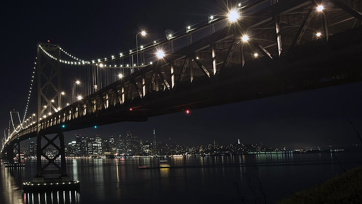 köprü, gece, cityscape, HD masaüstü duvar kağıdı