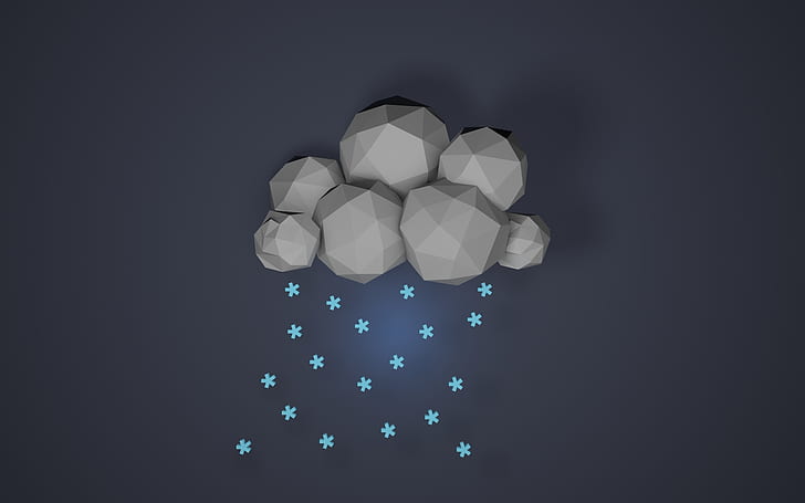 Polygon Art Cloud Snow Winter HD, цифровая / графика, снег, зима, арт, облака, полигон, HD обои
