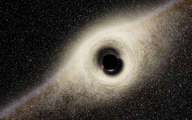 cyfrowa tapeta biało-czarna galaktyka, przestrzeń, czarna dziura, obszar czasoprzestrzeni, Tapety HD