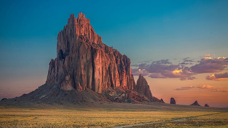 shiprock, badlands, crag, butte, america, wilderness, rock, rock formation, formation, volcanic plug, usa, new mexico, united states, HD wallpaper