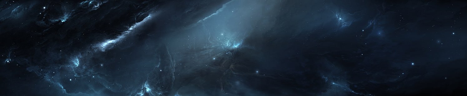 Campos de Utopía 2, fondo de pantalla digital de galaxia azul y gris, espacio, nebulosa, azul, hermoso, nube, estrellas, ilustraciones, nebulosas, polvo, cosmos, galaxias, ultrahd, interestelar, spaceart, gases, Fondo de pantalla HD HD wallpaper