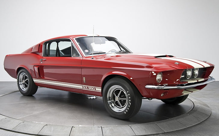 czerwone coupe, ford, mustang, shelby, gt350, auto, Tapety HD