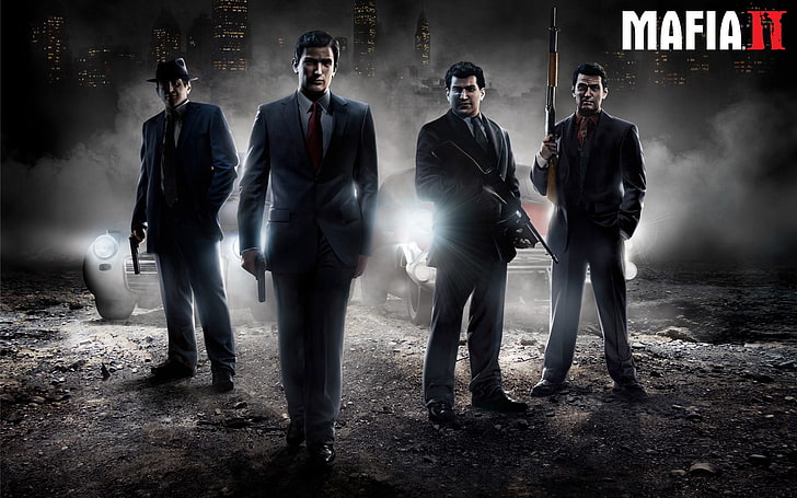 Mafia II wallpaper, Mafia II, video games, gun, Vito Scaletta, Joe Barbaro, Eddie Scarpa, Mafia, HD wallpaper