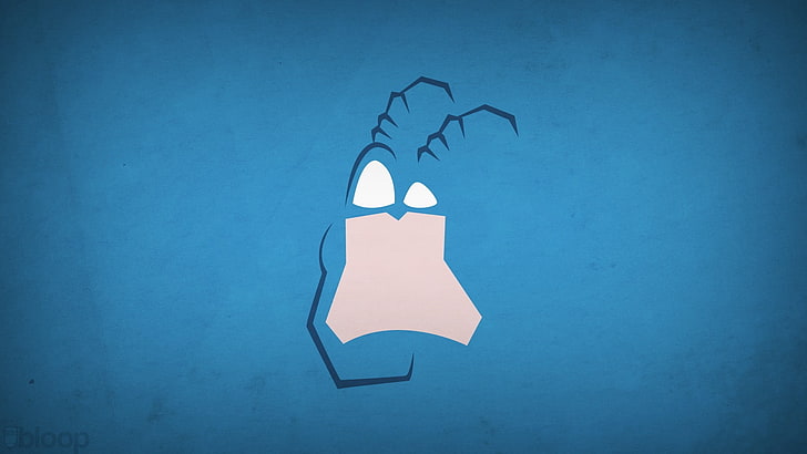 ilustracja niebieski potwór, proste tło, superbohater, komiks, kleszcz, minimalizm, Blo0p, Tapety HD