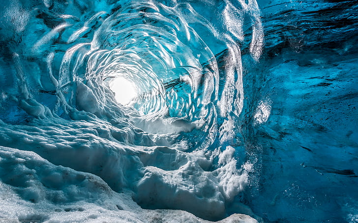 glaciers, cave, ice, vortex, HD wallpaper