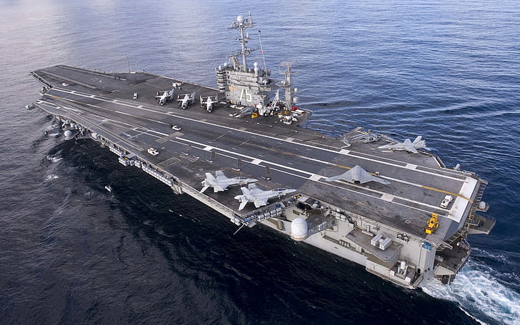 Marynarka wojenna, widok z góry lotniskowiec Harry Truman, Navy, Top, View, Aircraft, Carrier, Tapety HD