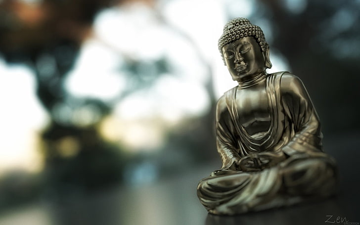 figurine de Bouddha en argent, Bouddha, Fond d'écran HD