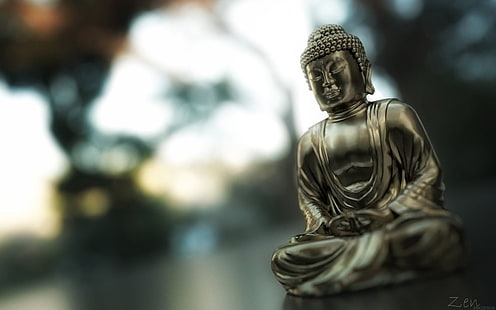 серебряная статуэтка Будды, Будда, HD обои HD wallpaper