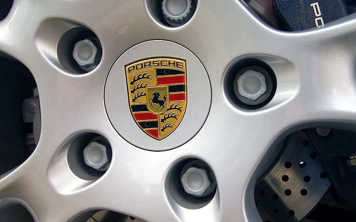 gray Porsche spoke wheel, Logo, Porsche, The hood, HD wallpaper