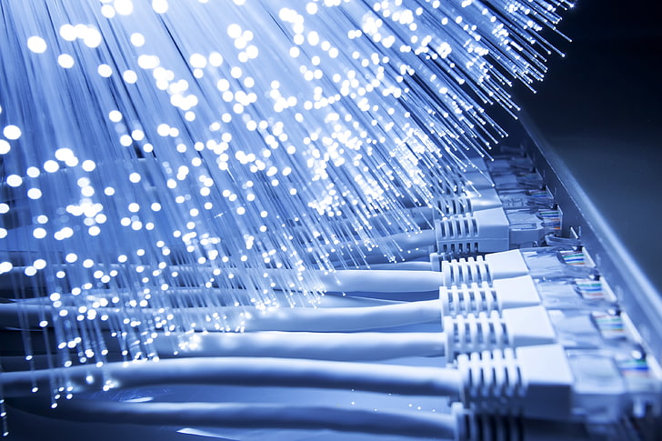 câble Ethernet blanc, Internet haut débit, Internet, fibre optique, LAN, RJ45, réseau, Fond d'écran HD