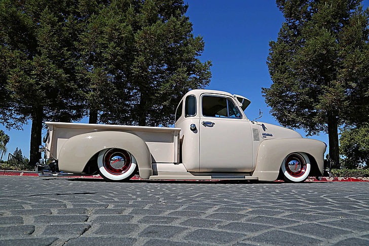 1952, 3100, auto, automobile, chevy, custom, lowrider, pickup, truck, vehicle, HD wallpaper