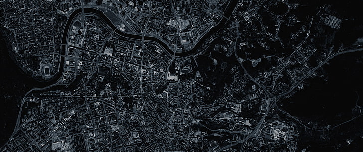 building photo, dark, city, blue, Vilnius, aerial view, Lithuania, HD wallpaper