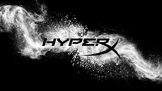 HyperX、PCゲーム、ロゴ、シンプルな背景、暗い背景、ミニマリズム、ヒューレットパッカード、 HDデスクトップの壁紙 HD wallpaper