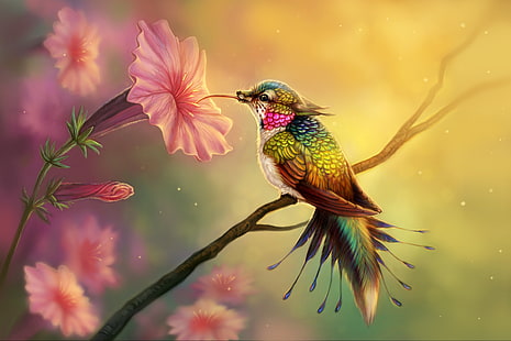 4K, Burung Kolibri, CGI, Wallpaper HD HD wallpaper