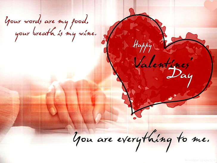 Tarjeta de feliz día de San Valentín, rojo feliz San Valentín y cita ilustración, feliz día de San Valentín, tarjeta, día de San Valentín, amor, Fondo de pantalla HD